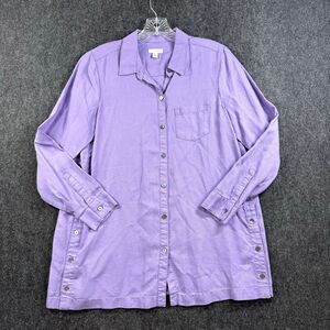 J Jill Blouse Women’s Small Petite Purple Button Down Tencel